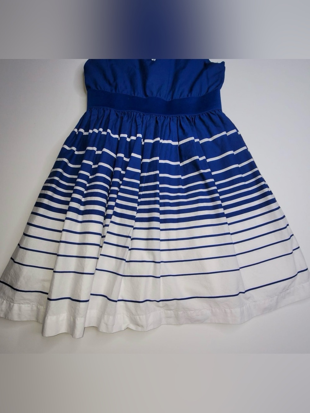 Girls The Children’s Place Striped Dress Navy Blue White Rhinestone Size 10 - Picture 8 of 10